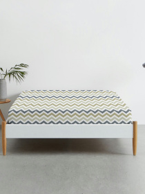 Простирадло на резинці ранфорс ZIGZAG Cosas модель ZigGreyBeige_120 Фото