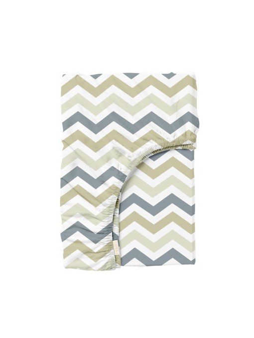 Простынь на резинке ранфорс ZIGZAG Cosas модель ZigGreyBeige_120 Фото