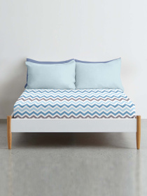 Простынь на резинке ранфорс GREY ZIGZAG Cosas модель ZigGreyBlue_100x200 Фото