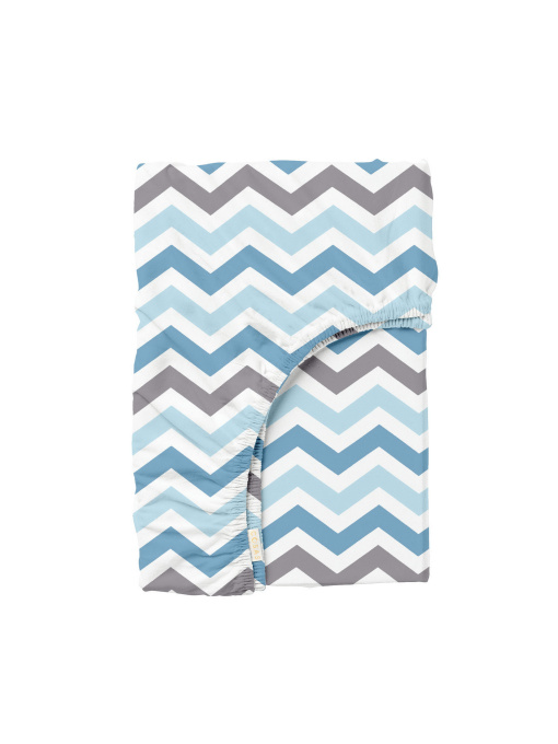 Простынь на резинке ранфорс GREY ZIGZAG Cosas модель ZigGreyBlue_100x200 Фото