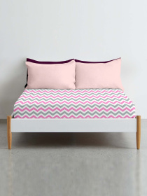 Простынь на резинке ранфорс GREY ZIGZAG Cosas модель ZigGreyRose_100x200x20 Фото