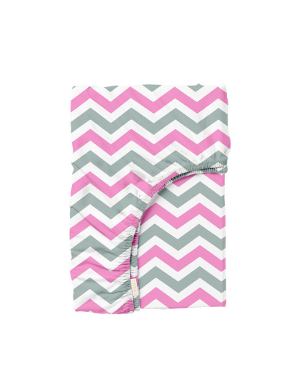 Cosas ­Простирадло на резинці ранфорс GREY ZIGZAG модель ZigGreyRose_100x200x20 - фото