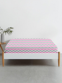 Простынь на резинке ранфорс GREY ZIGZAG Cosas модель ZigGreyRose_100x200x20 Фото