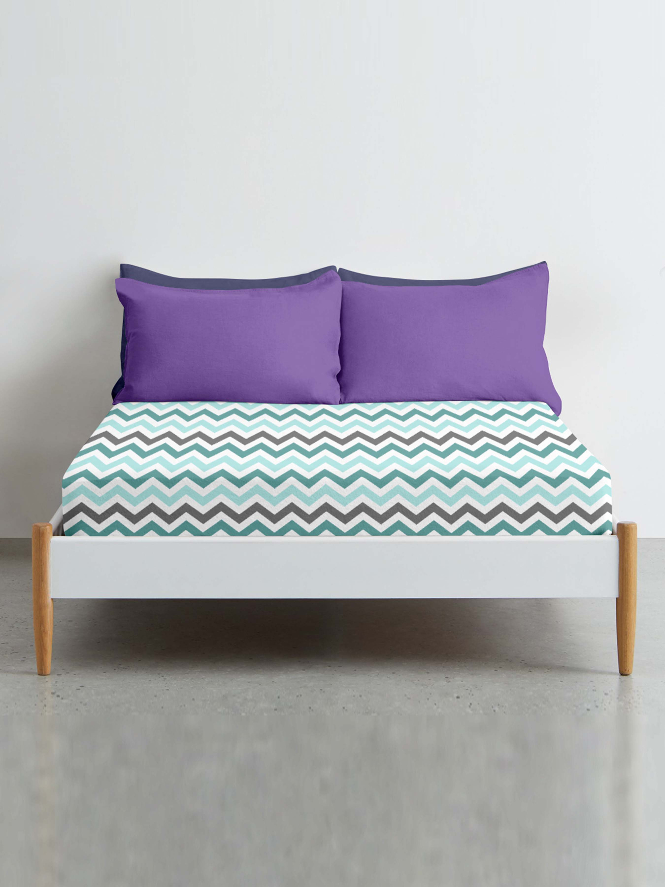 Простынь на резинке ранфорс MINT ZIGZAG Cosas модель ZigMintGrey_120 Фото