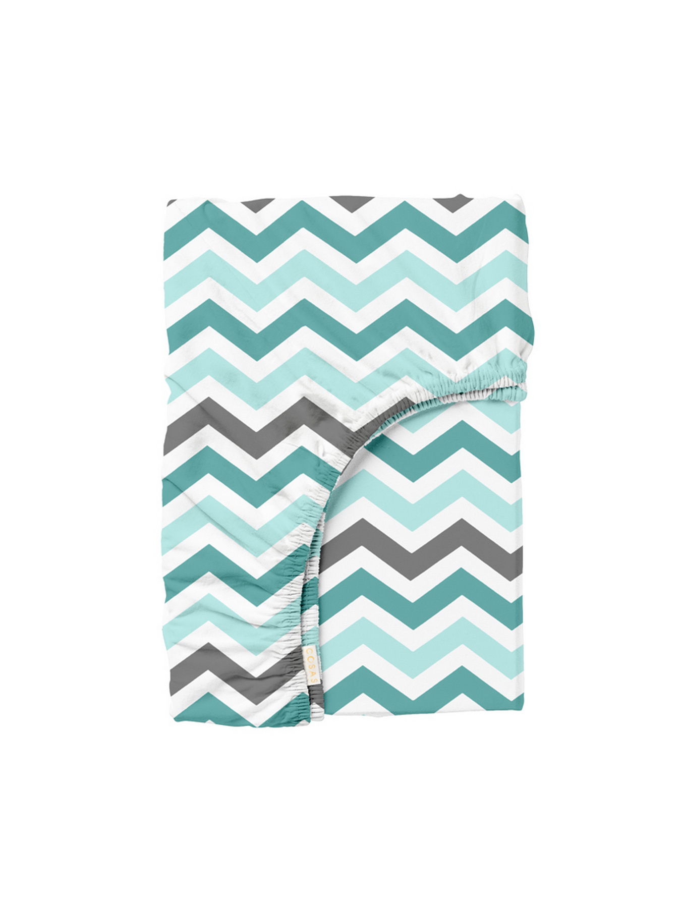 Простынь на резинке ранфорс MINT ZIGZAG Cosas модель ZigMintGrey_120 Фото