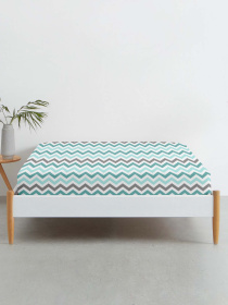 Простынь на резинке ранфорс MINT ZIGZAG Cosas модель ZigMintGrey_120 Фото