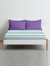 Простынь на резинке ранфорс MINT ZIGZAG Cosas модель ZigMintGrey_120 Фото