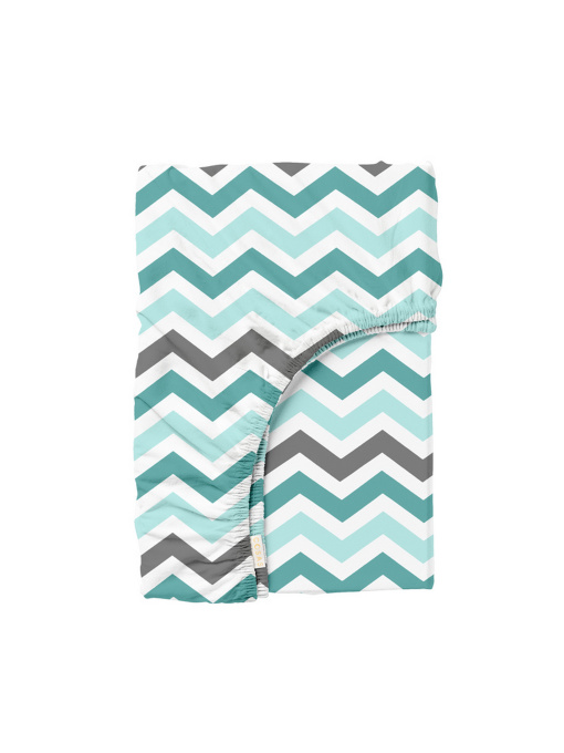 Простынь на резинке ранфорс MINT ZIGZAG Cosas модель ZigMintGrey_120 Фото