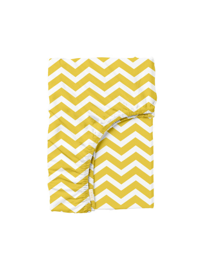 Cosas ­Простирадло на резинці ранфорс YELLOW ZIGZAG модель ZigYellow-5040_100x200x20 - фото