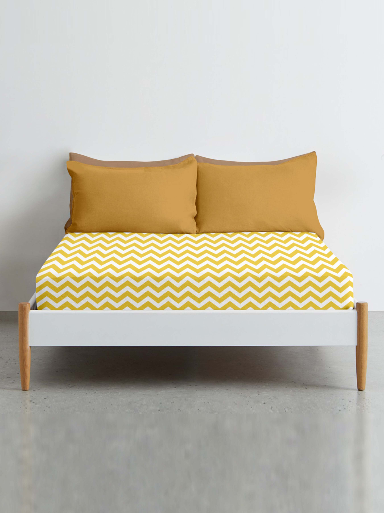 Простирадло на резинці ранфорс YELLOW ZIGZAG Cosas модель ZigYellow-5040_120 Фото