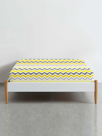 Простынь на резинке ранфорс YELLOW ZIGZAG Cosas модель ZigYellowGrey_100x200x20 Фото