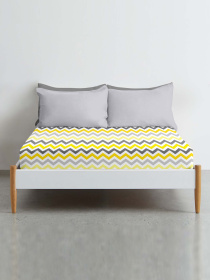 Простынь на резинке ранфорс YELLOW ZIGZAG Cosas модель ZigYellowGrey_100x200x20 Фото