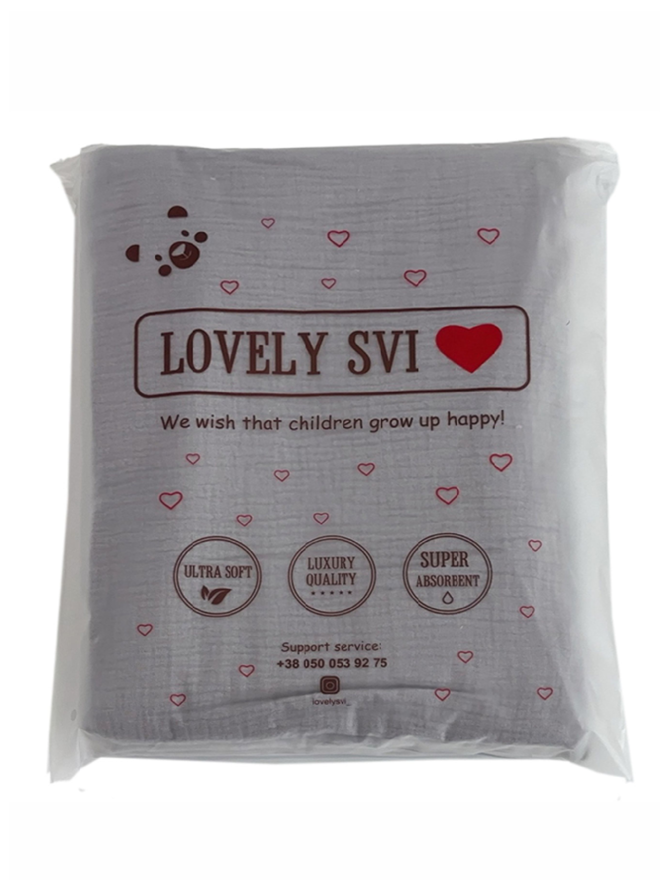 Плед Дитячий Бавовна Муслін  - двосторонній - Сірий Lovely Svi  модель 401250 Фото