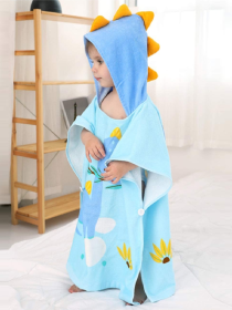 Полотенце - пончо хлопок велюр/махра  детское, пляжное, для ванной, басейну  Дино Голубой Lovely Svi  модель 804123148813 Фото