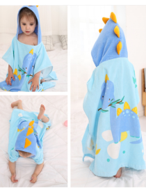 Полотенце - пончо хлопок велюр/махра  детское, пляжное, для ванной, басейну  Дино Голубой Lovely Svi  модель 804123148813 Фото