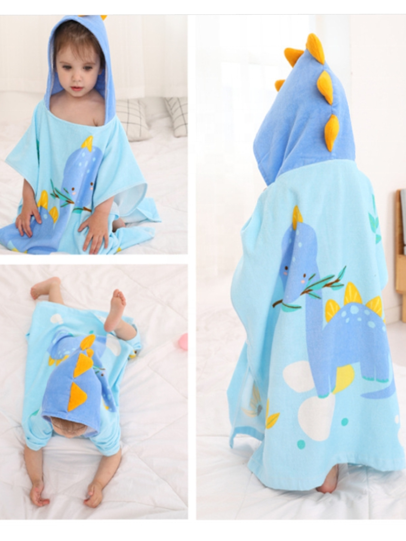 Полотенце - пончо хлопок велюр/махра детское, пляжное, для ванной, басейну Дино Голубой Lovely Svi модель 804123148813 Полотенце - пончо хлопок велюр/махра детское, пляжное, для ванной, басейну Дино Голубой Lovely Svi модель 804123148813 Фото