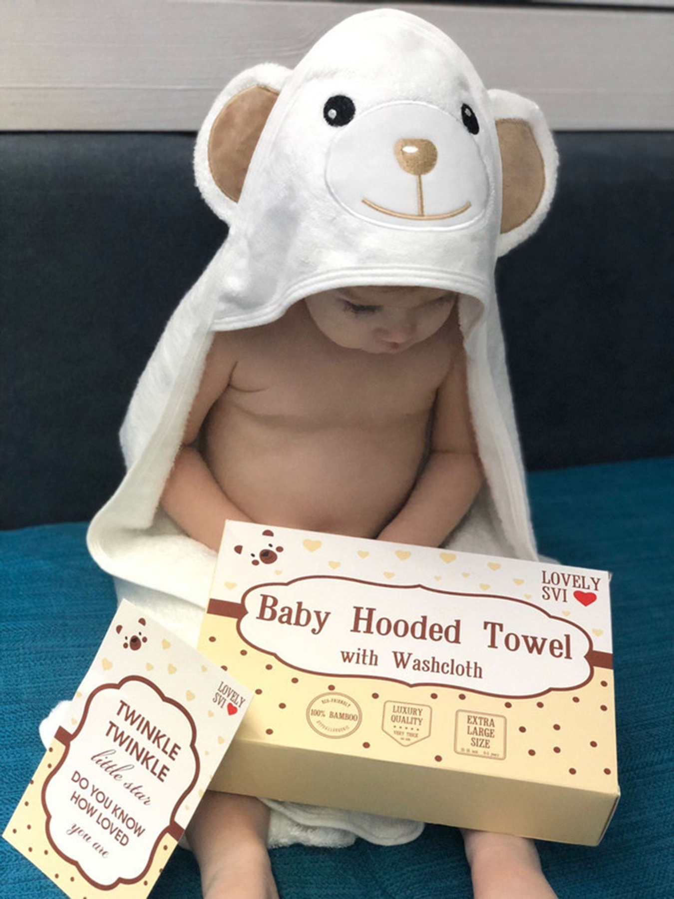 Полотенце  бамбук / махра детское с капюшоном в подарочной коробке  Коричневые ушки Lovely Svi  модель 8692696 Фото
