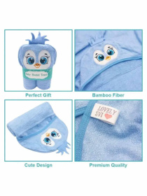 Рушник бамбук / махра дитяче з капюшоном для ванної, басейну, пляжу -  Пінгвін Lovely Svi  модель 160122 Фото