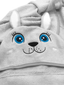 Полотенце  бамбук / махра  детское с капюшоном для ванной, басейну, пляжу - Серый Зайчик Lovely Svi  модель 150122 Фото