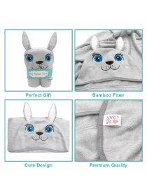 Полотенце  бамбук / махра  детское с капюшоном для ванной, басейну, пляжу - Серый Зайчик Lovely Svi  модель 150122 Фото