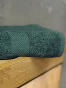 Полотенце махровое с бортом тёмно-зелёного цвета Dark Green Ecotton модель 25243 Фото