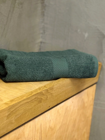 Полотенце махровое с бортом тёмно-зелёного цвета Dark Green Ecotton модель 25243 Фото