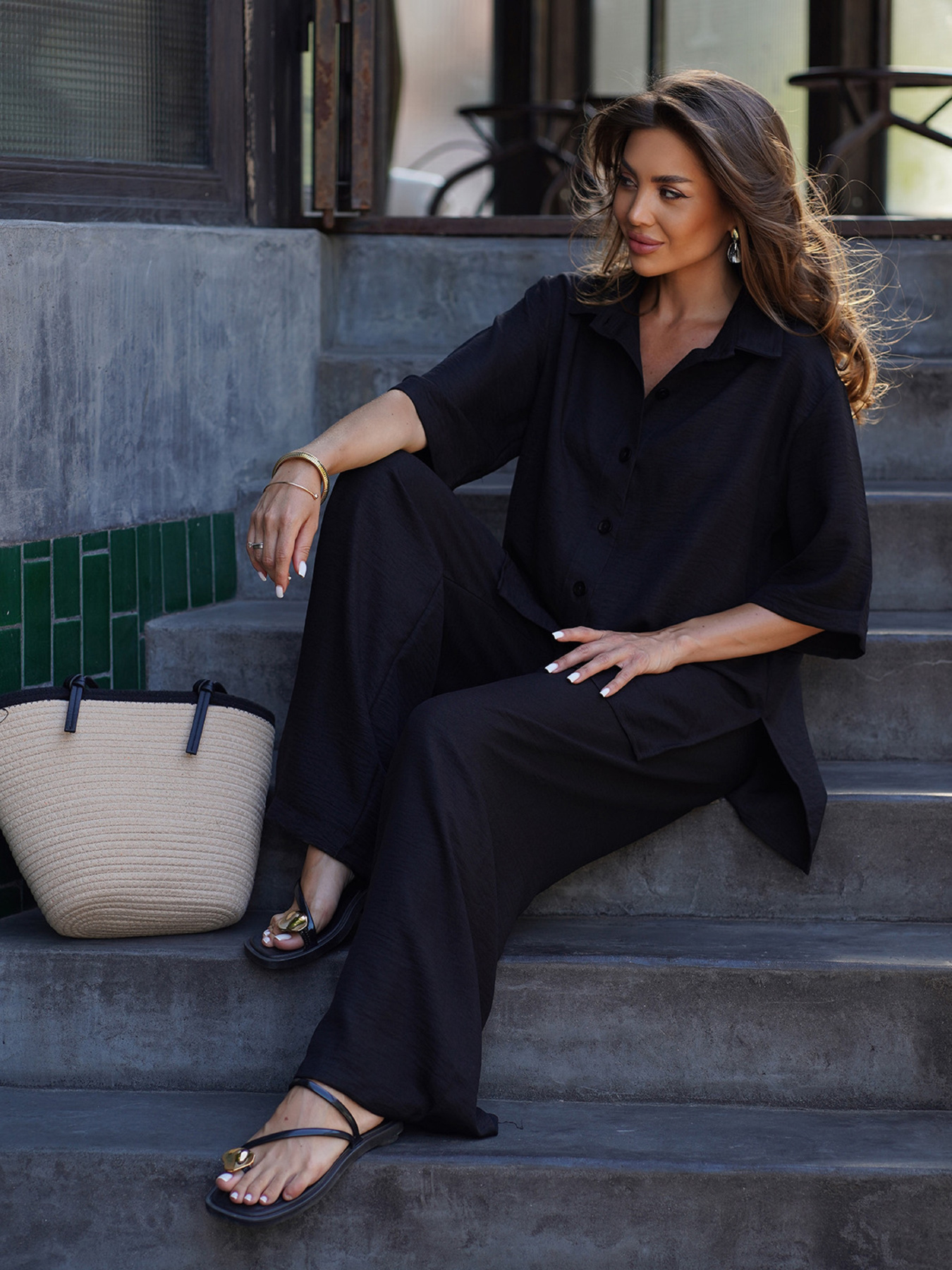 Повсякденний костюм ISSA Plus модель 15154_черный Повсякденний костюм ISSA Plus модель 15154_черный Фото