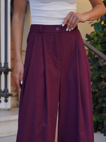 Штани палаццо ISSA Plus модель 15257_темно_бордовый Фото