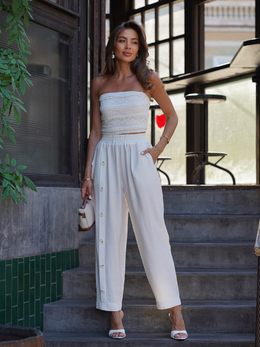 Повседневные штаны ISSA Plus модель 15258_молочный Фото