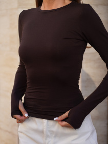 Лонгслив ISSA Plus модель 14865_темно_коричневый Фото