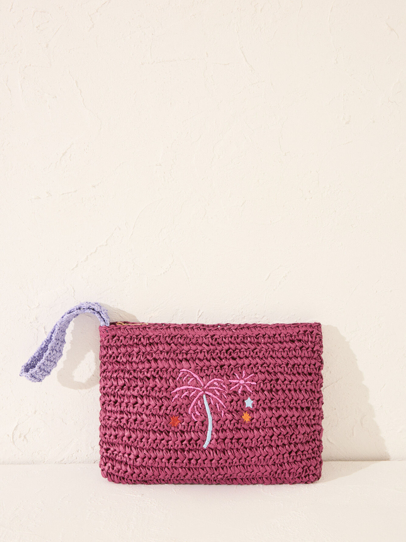 Маленькая фиолетовая косметичка из рафии с принтом Women'secret модель 4849291-75 Фото