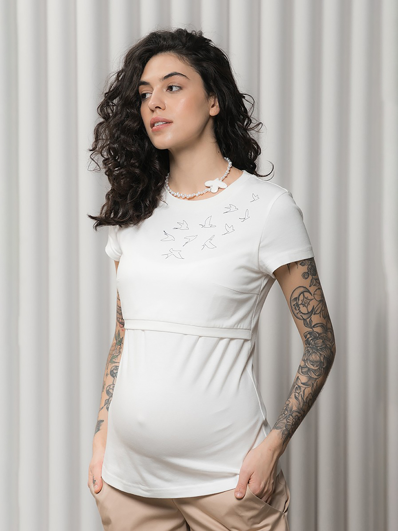 Футболка Yula mama Romana модель RomanaNR-23.021WhiteYLMMTSH Фото