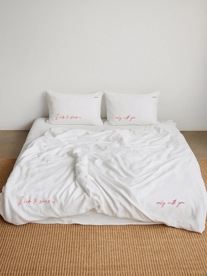 LEVAN HOME ­Комплект постільної білизни з  вишивкою "i like too sleep, only with you" модель 9839121 - фото