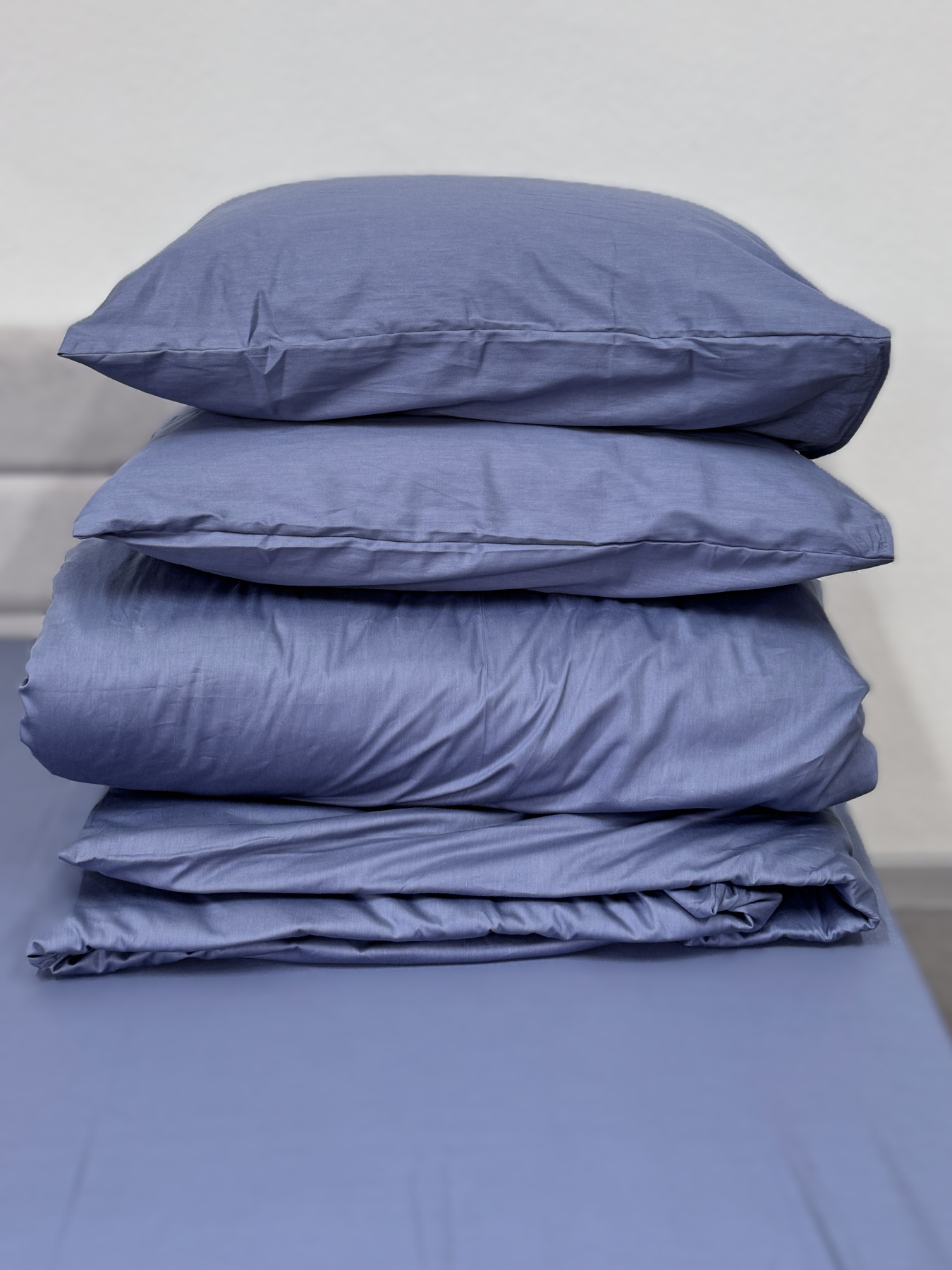 Комплект наволочок із сатину 2 шт. синього кольору Single Lake Ecotton модель 24739 Фото