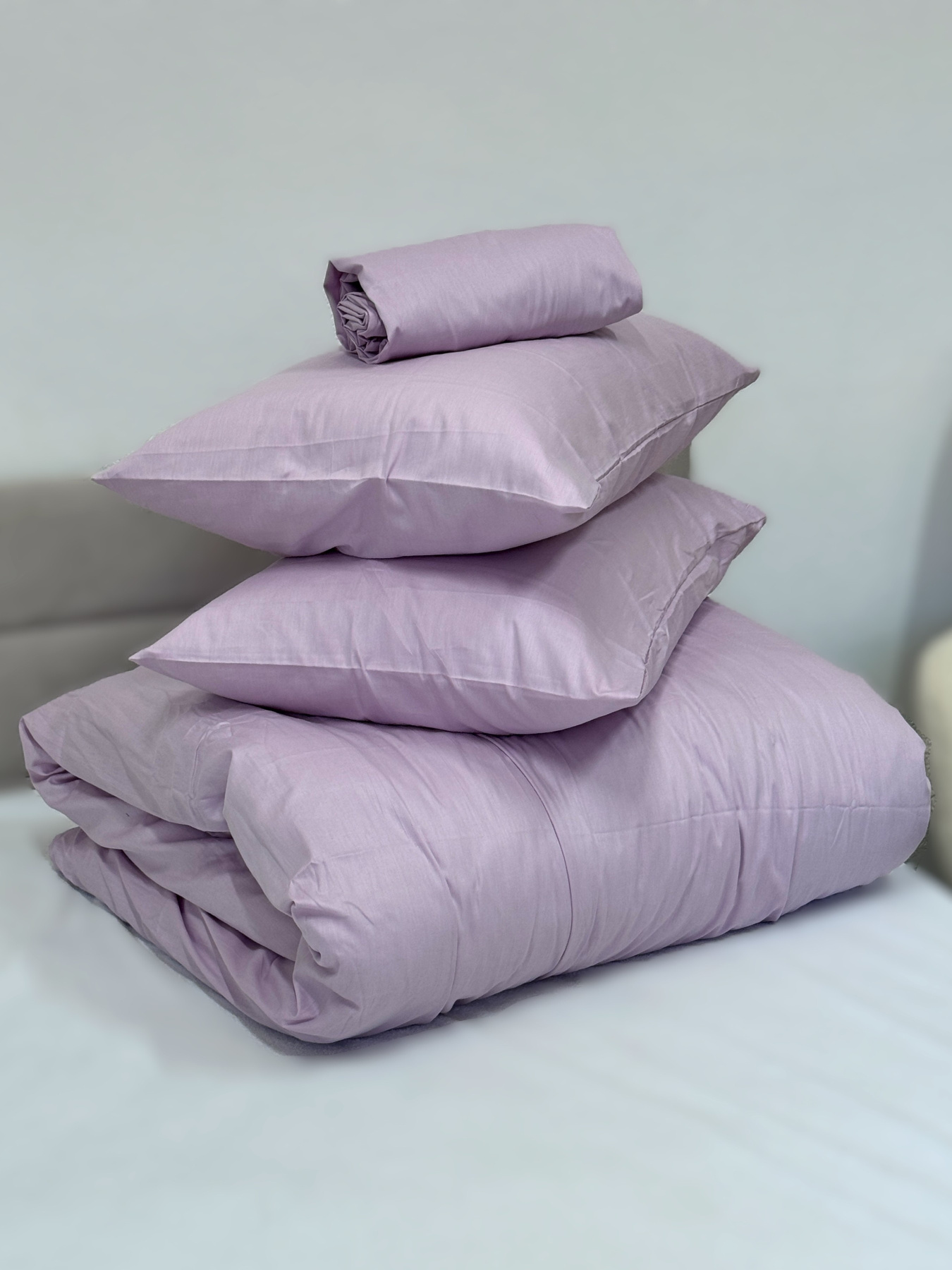 Комплект наволочок із сатину 2 шт. бузкового кольору Iris Ecotton модель 24734 Фото