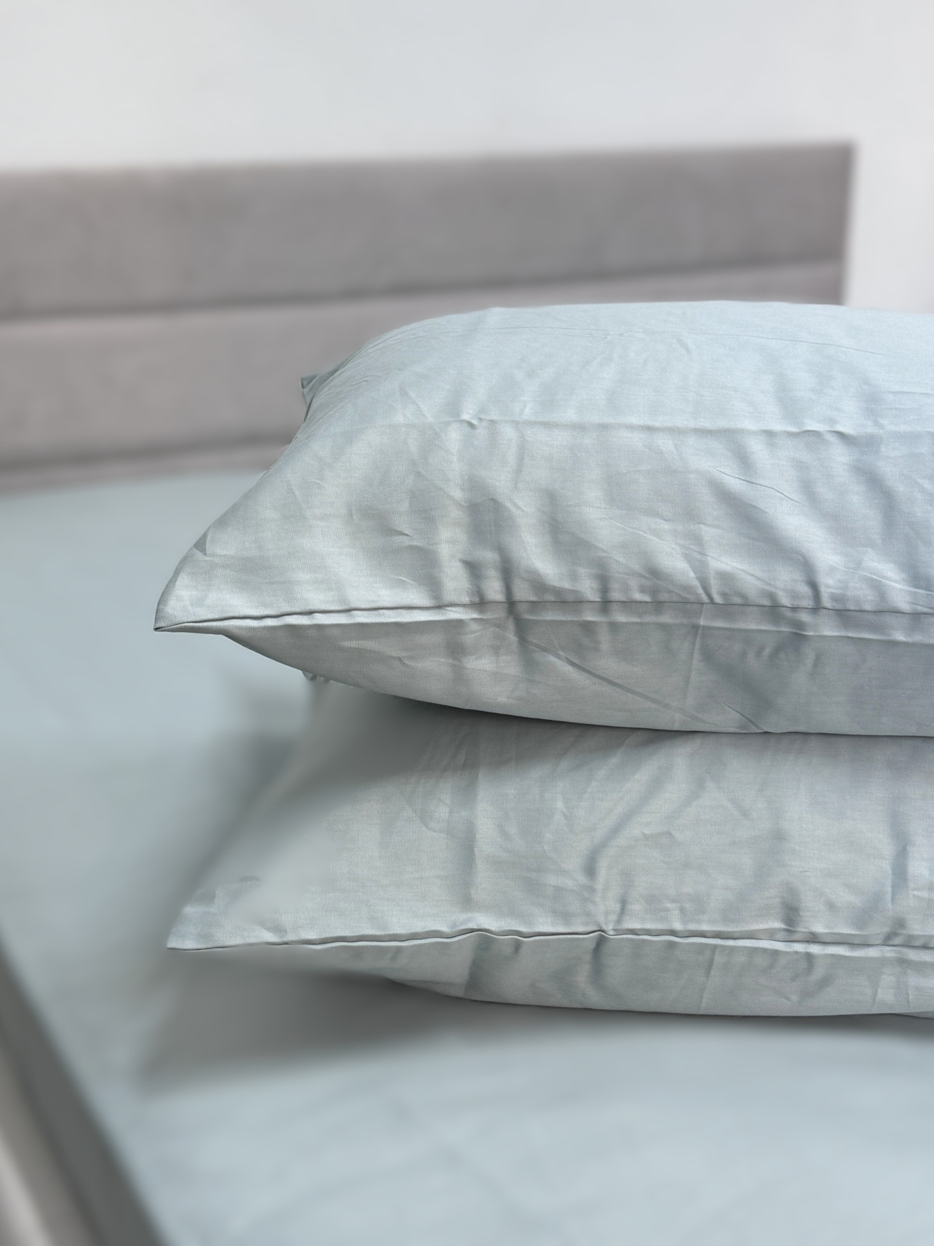 Комплект наволочок із сатину 2 шт. світло-блакитного кольору Aqua Grey Ecotton модель 24736 Фото