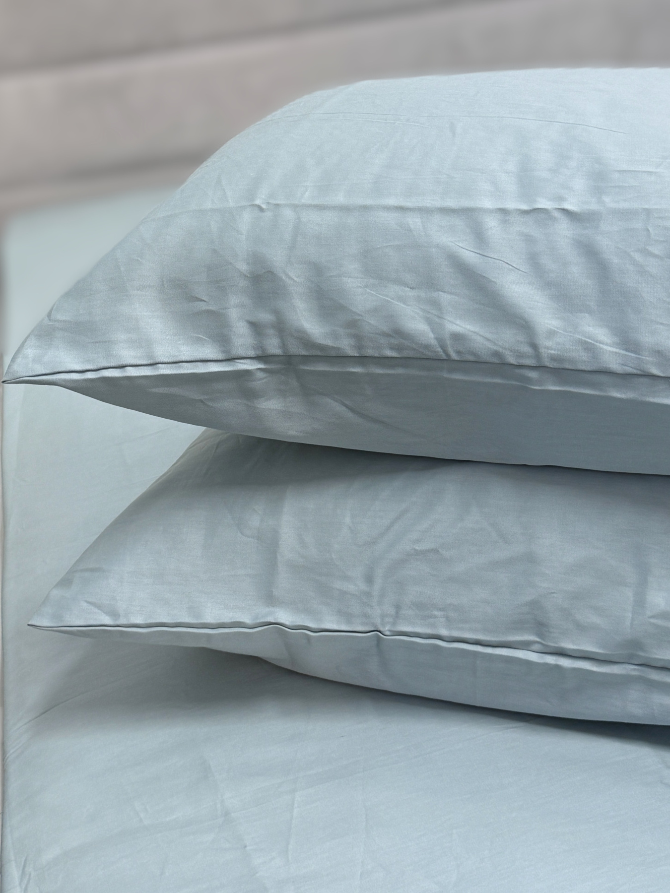 Комплект наволочок із сатину 2 шт. світло-блакитного кольору Aqua Grey Ecotton модель 24736 Фото