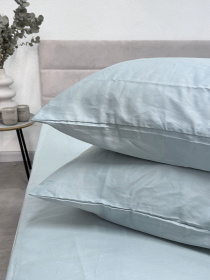 Комплект наволочок із сатину 2 шт. світло-блакитного кольору Aqua Grey Ecotton модель 24736 Комплект наволочок із сатину 2 шт. світло-блакитного кольору Aqua Grey Ecotton модель 24736 Фото