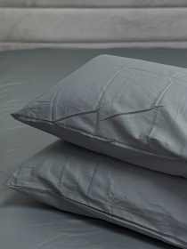 Комплект наволочок із сатину 2 шт. темно-сірого кольору Natural Grey Ecotton модель 24740 Фото