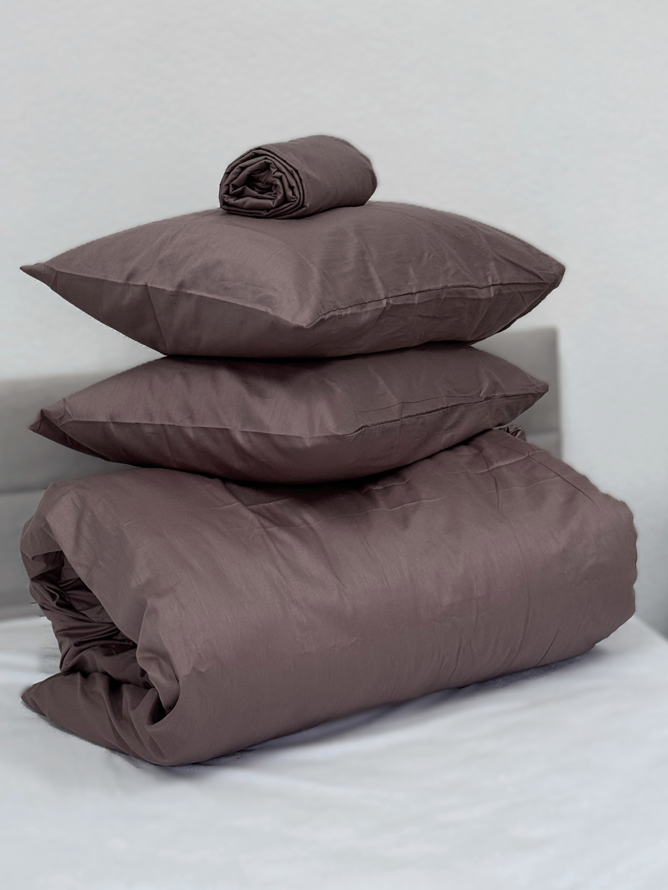 Комплект наволочек из сатина 2 шт. коричневого цвета Stucco Ecotton модель 24743 Фото