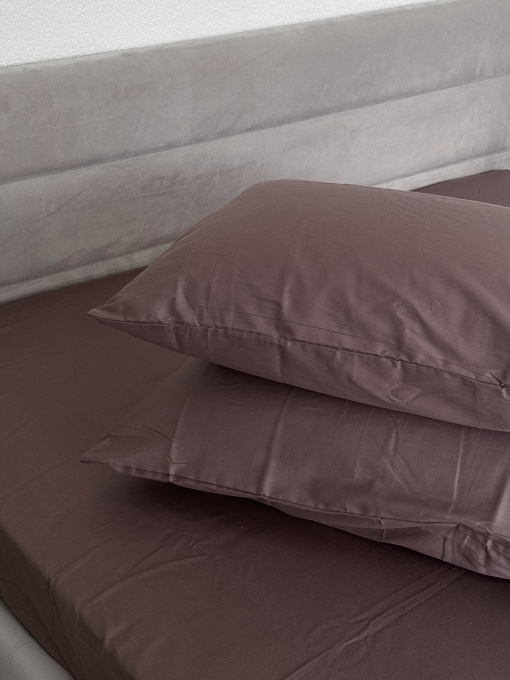 Комплект наволочок із сатину 2 шт. коричневого кольору Stucco Ecotton модель 24743 Фото