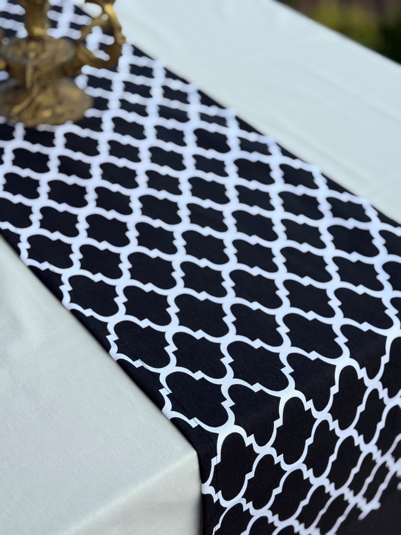 Ранер-доріжка для обіднього столу DUCK водовідштовхуюча чорно-білого кольору Ecotton модель 25147 Фото