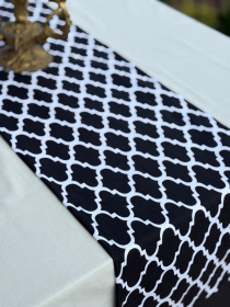 Ранер-доріжка для обіднього столу DUCK водовідштовхуюча чорно-білого кольору Ecotton модель 25147 Фото