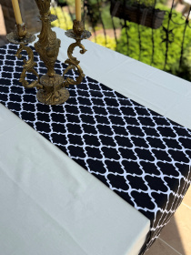 Ранер-доріжка для обіднього столу DUCK водовідштовхуюча чорно-білого кольору Ecotton модель 25147 Фото