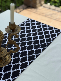 Ранер-доріжка для обіднього столу DUCK водовідштовхуюча чорно-білого кольору Ecotton модель 25147 Ранер-доріжка для обіднього столу DUCK водовідштовхуюча чорно-білого кольору Ecotton модель 25147 Фото