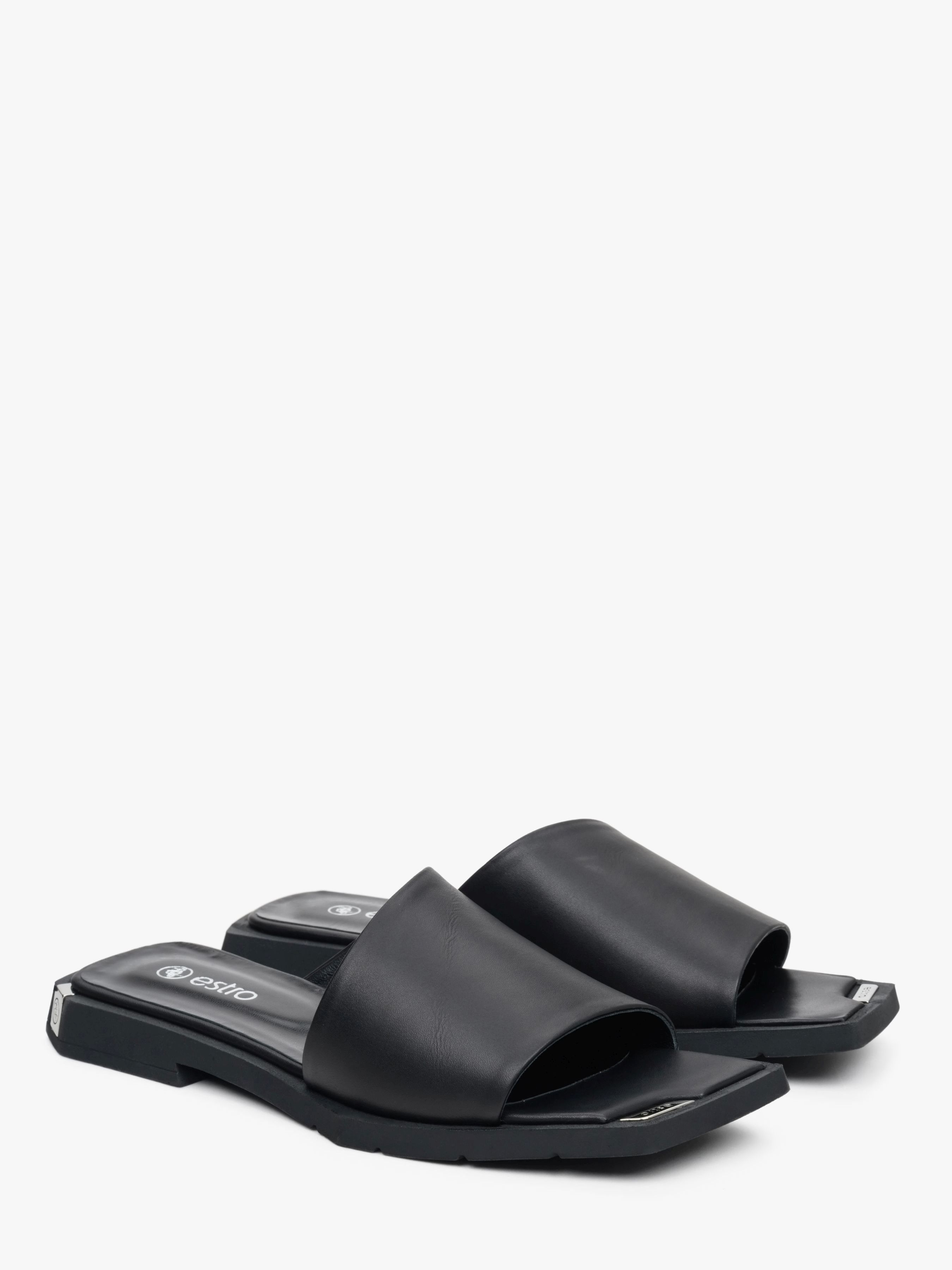 Шкіряні Жіночі Шльопанці Estro  (ER00109615) колір чорний