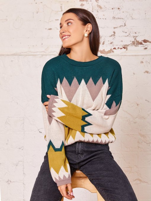 Джемпер ISSA Plus модель WN20-185_green Фото