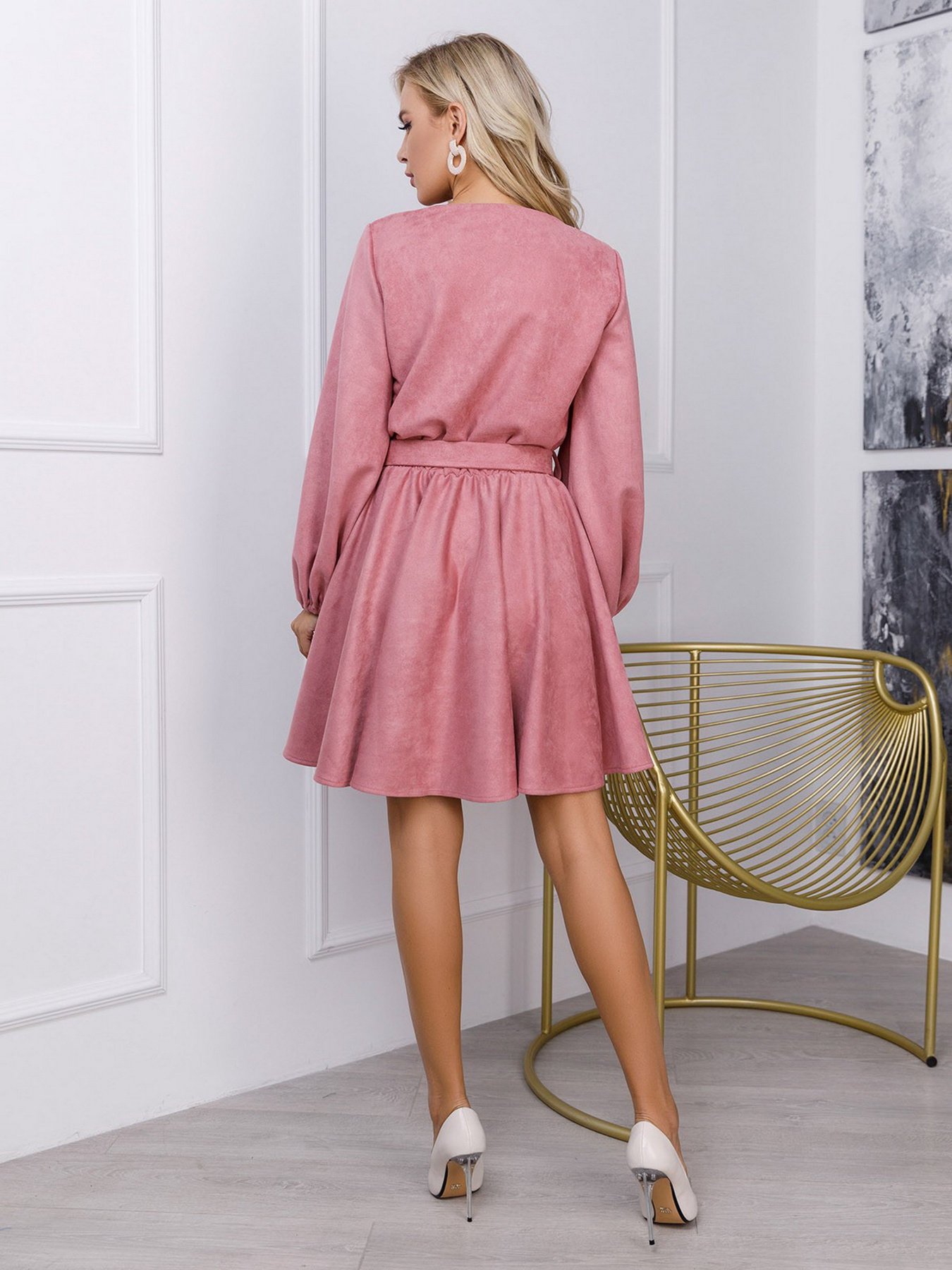 Сукня міні ISSA Plus модель 12297_pink Фото