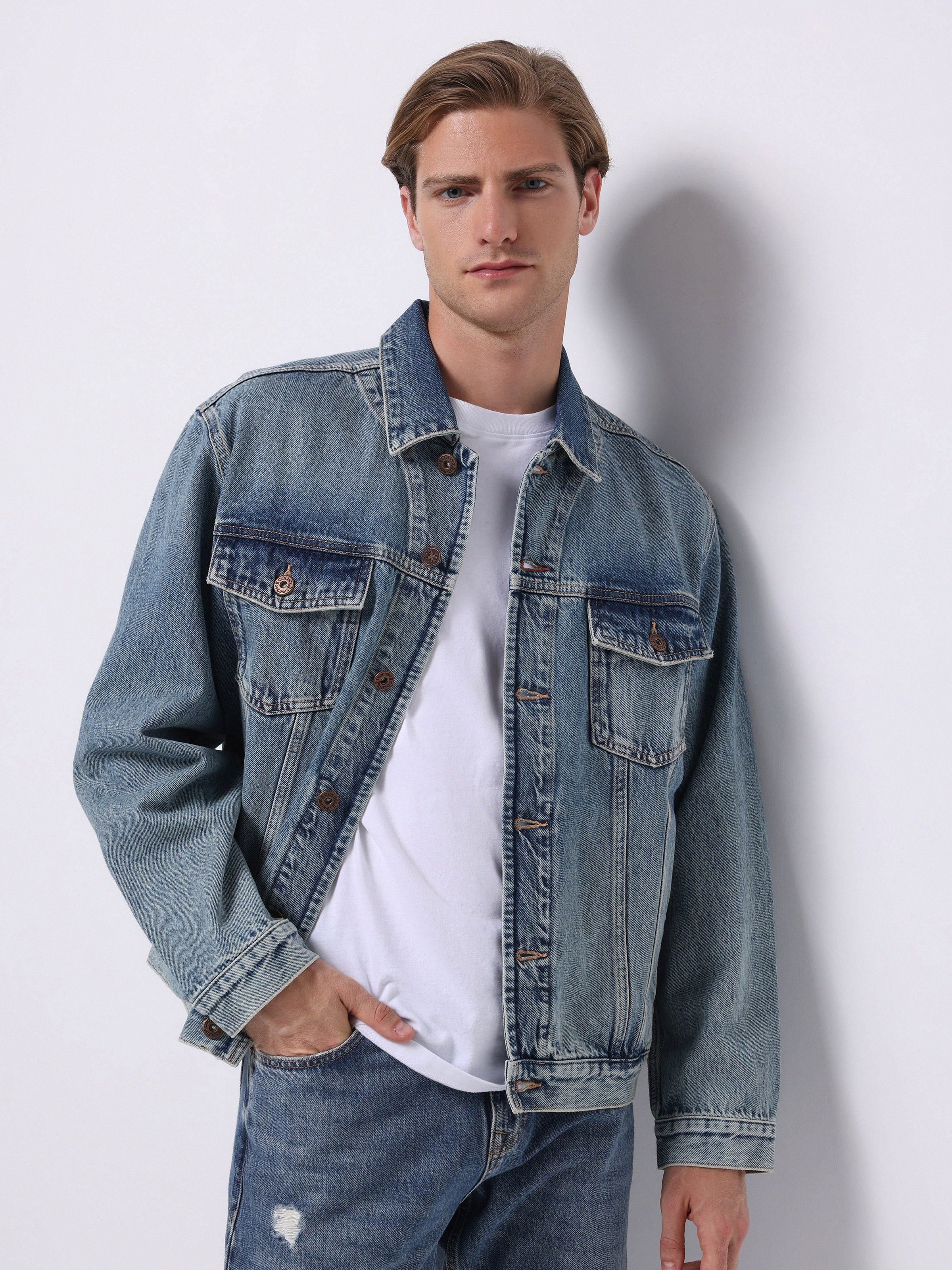 Чоловічі Куртки та дублянки Colin’s  (CL1076176_Q1.V1_DN44449) колір блакитний, матеріал комбінований верх