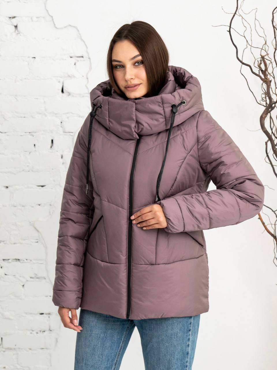 Жіноча Зимова куртка UVENTUM  (Gerda-RF-PINK) колір пудра, матеріал поліестер